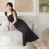 Random dot mermaid long dress